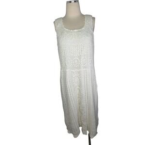 White Crochet Sleeveless Midi Dress Boho Festival Vacation xl